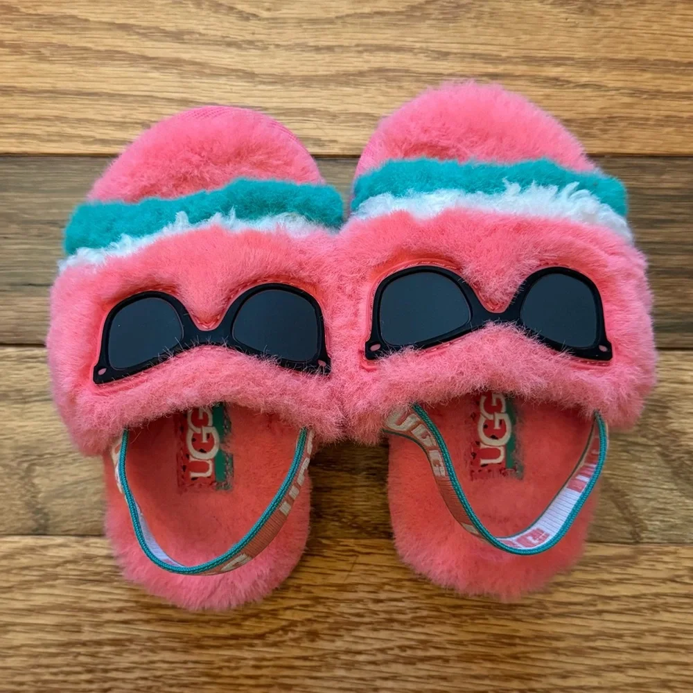 UGG NEW PLUSH FLUFF YEAH WATERMELON SLIPPER SLIDE SANDAL INFANT 6